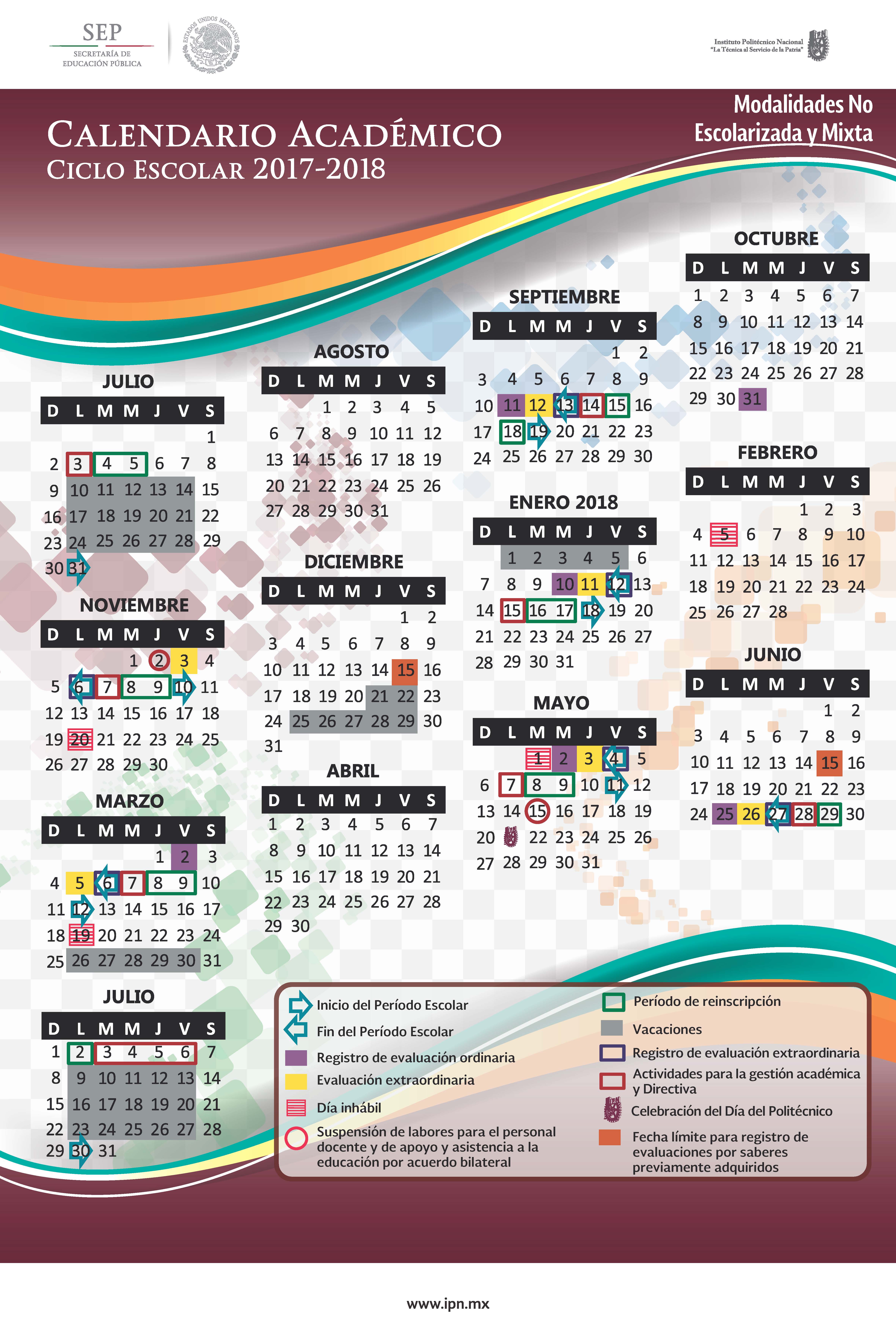 CALENDARIO CENLEX ZACATENCO 2020 - Calendario 2019